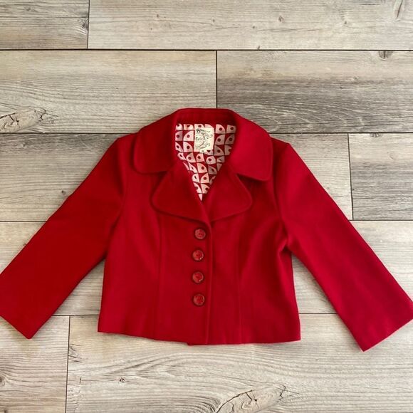 Tulle Wool Peacoat Size Small Red - Picture 1 of 4